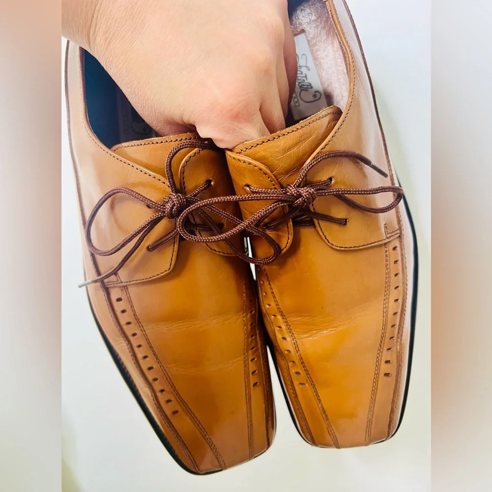 Fratelli Footware Mens Leather Khaki Square Dress‎ Shoes Size 10
